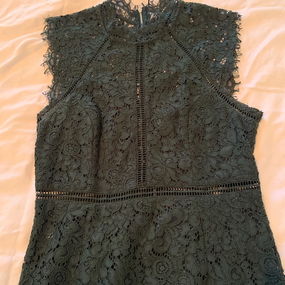 Bardot | Green Lace Panel Sheath Dress - Picture 5 of 9